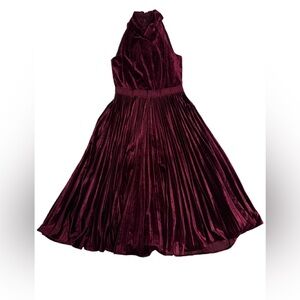 Ted Baker London Cornela Velvet Halter Midi Dress Burgundy Wine Size 1